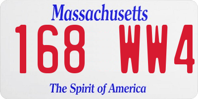 MA license plate 168WW4