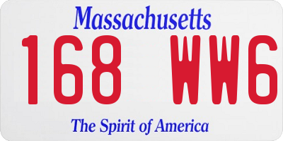 MA license plate 168WW6