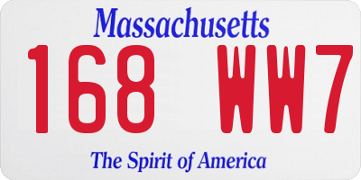 MA license plate 168WW7