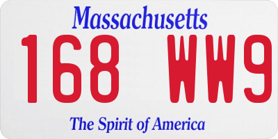 MA license plate 168WW9