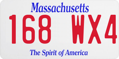 MA license plate 168WX4
