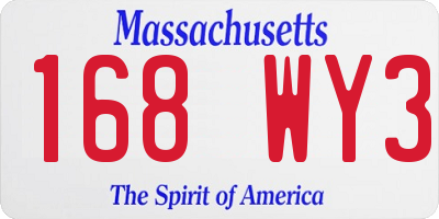 MA license plate 168WY3