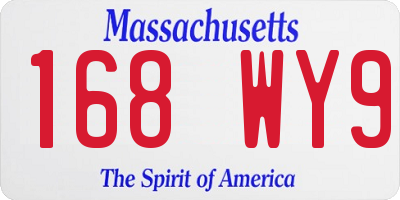 MA license plate 168WY9