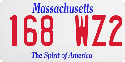MA license plate 168WZ2