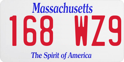 MA license plate 168WZ9