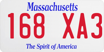 MA license plate 168XA3