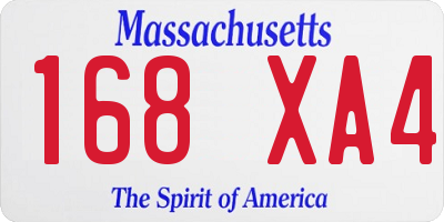 MA license plate 168XA4