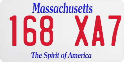 MA license plate 168XA7