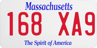 MA license plate 168XA9
