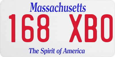 MA license plate 168XB0