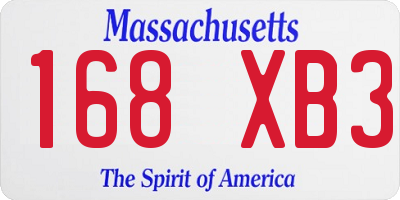 MA license plate 168XB3
