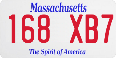 MA license plate 168XB7