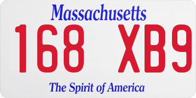 MA license plate 168XB9