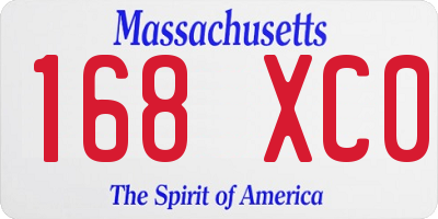 MA license plate 168XC0