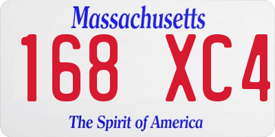 MA license plate 168XC4