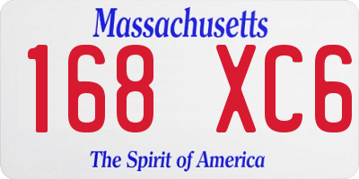 MA license plate 168XC6