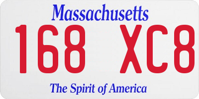 MA license plate 168XC8