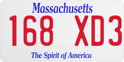 MA license plate 168XD3