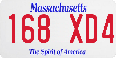 MA license plate 168XD4