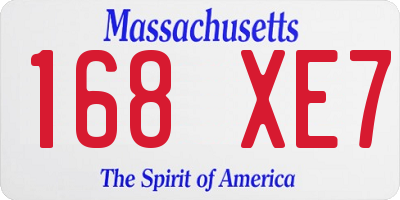 MA license plate 168XE7