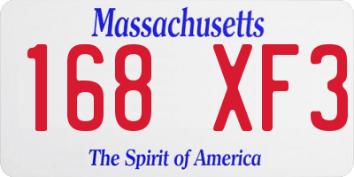 MA license plate 168XF3