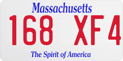 MA license plate 168XF4