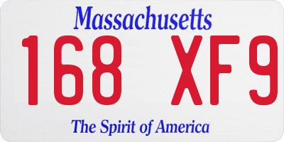 MA license plate 168XF9