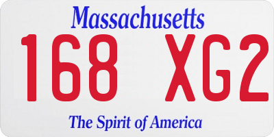MA license plate 168XG2