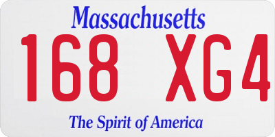 MA license plate 168XG4