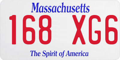 MA license plate 168XG6
