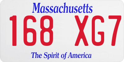 MA license plate 168XG7