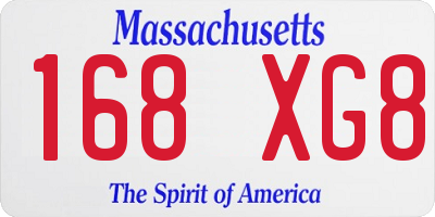 MA license plate 168XG8