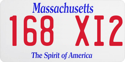 MA license plate 168XI2