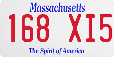 MA license plate 168XI5