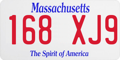 MA license plate 168XJ9