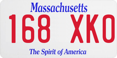 MA license plate 168XK0
