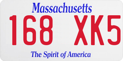 MA license plate 168XK5