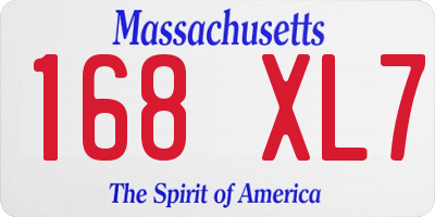 MA license plate 168XL7