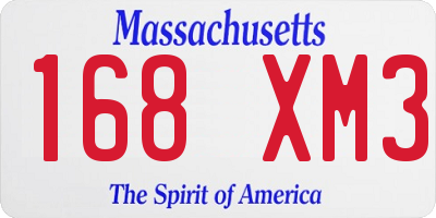 MA license plate 168XM3