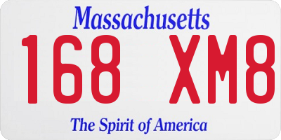 MA license plate 168XM8