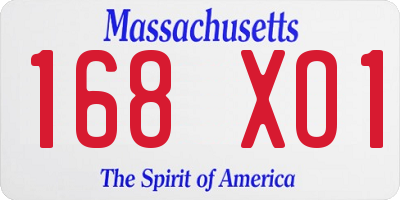 MA license plate 168XO1