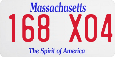 MA license plate 168XO4