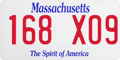 MA license plate 168XO9