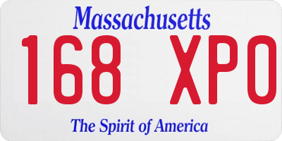MA license plate 168XP0