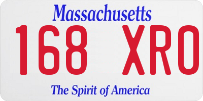 MA license plate 168XR0