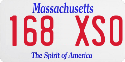 MA license plate 168XS0