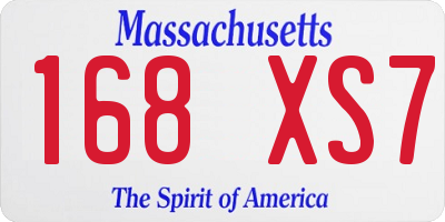 MA license plate 168XS7
