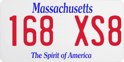 MA license plate 168XS8