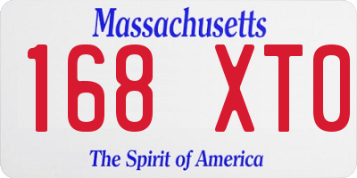 MA license plate 168XT0
