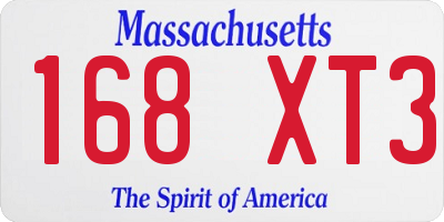 MA license plate 168XT3